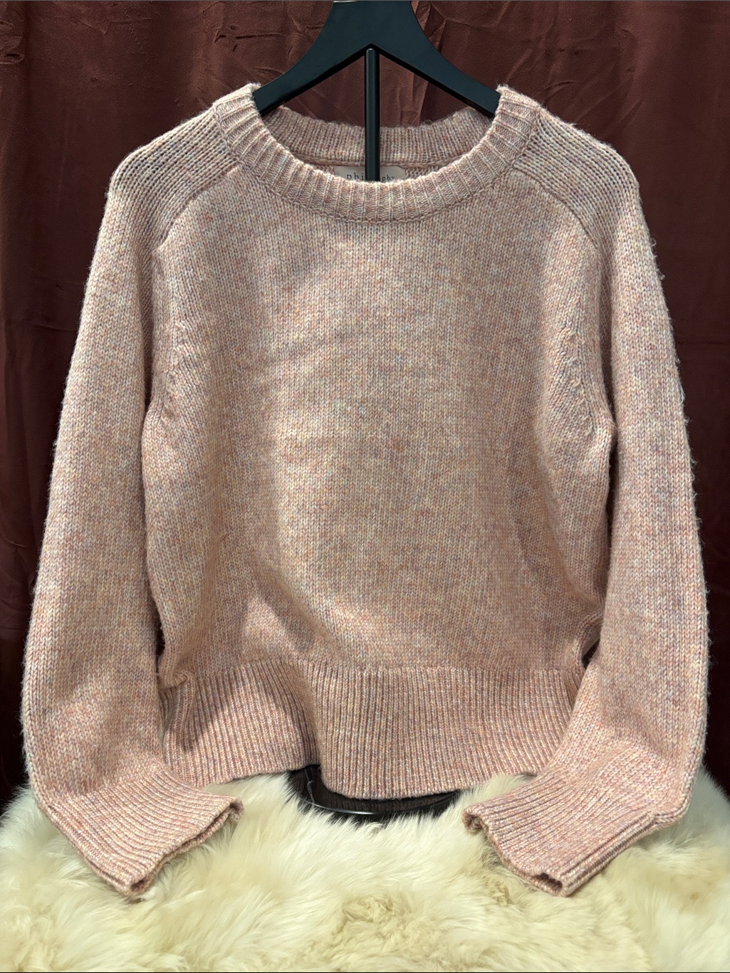 Philosophy Cozy Women's Crewneck Knit Sweater - Blush Heather Size Large